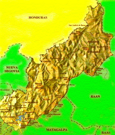 Nicaragua map of Jinotega