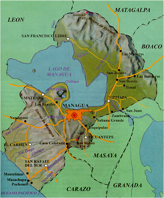 Nicaragua map of Managua